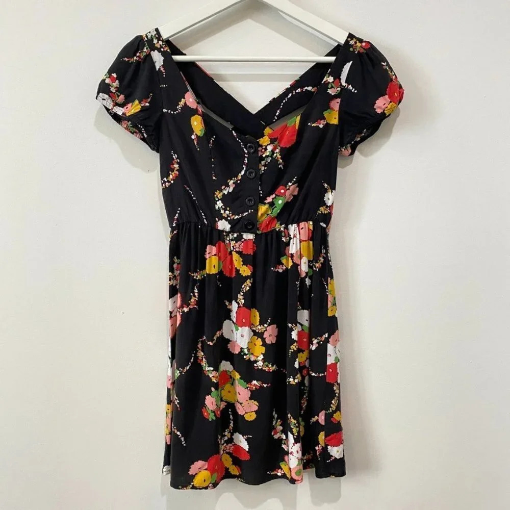 MinkPink XS Summer Floral 60s Pinup Fit and Flare Midi Dress